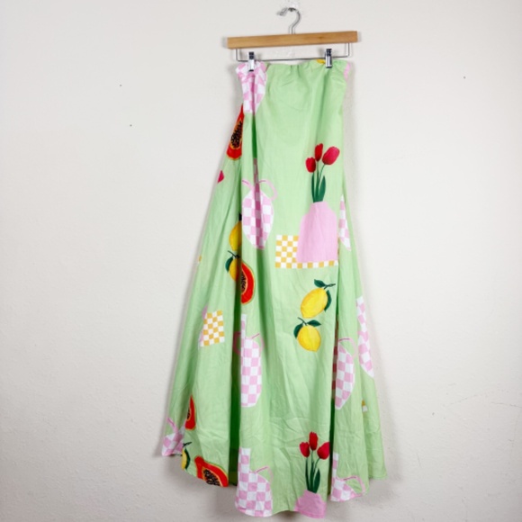 Petal & Pup Piccolo Strapless Maxi Green Papaya Dress Size Medium - Picture 2 of 5
